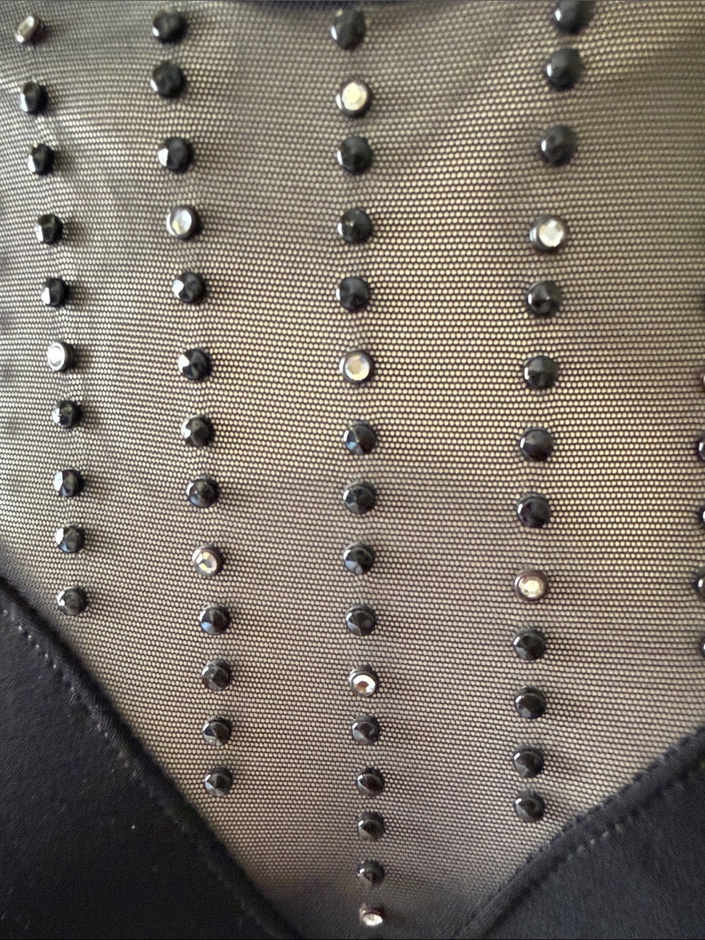 Elegant Black Mesh Rhinestone Bodysuit View 4